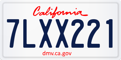 CA license plate 7LXX221