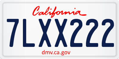 CA license plate 7LXX222