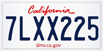 CA license plate 7LXX225