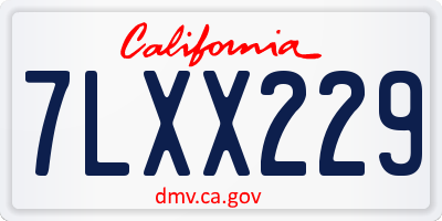 CA license plate 7LXX229
