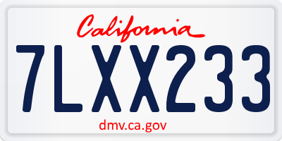 CA license plate 7LXX233