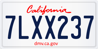 CA license plate 7LXX237
