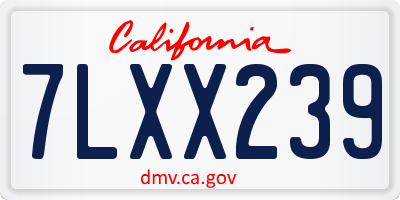 CA license plate 7LXX239