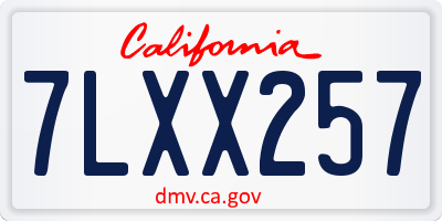 CA license plate 7LXX257
