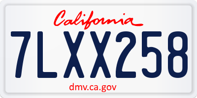 CA license plate 7LXX258