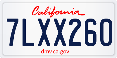 CA license plate 7LXX260