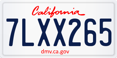 CA license plate 7LXX265