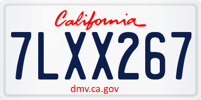 CA license plate 7LXX267