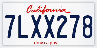 CA license plate 7LXX278