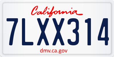 CA license plate 7LXX314