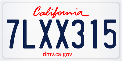 CA license plate 7LXX315