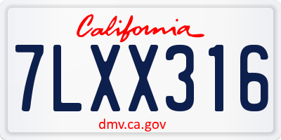 CA license plate 7LXX316