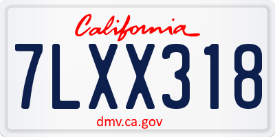 CA license plate 7LXX318