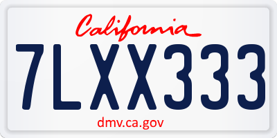 CA license plate 7LXX333