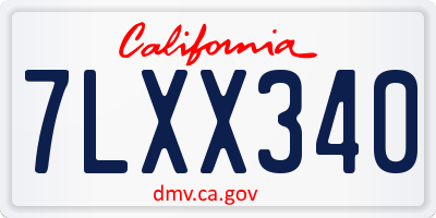 CA license plate 7LXX340