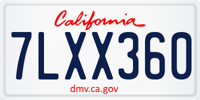 CA license plate 7LXX360