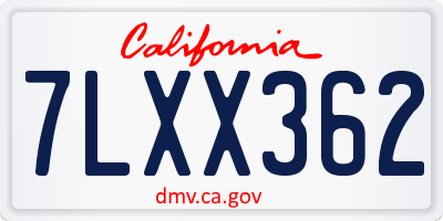 CA license plate 7LXX362
