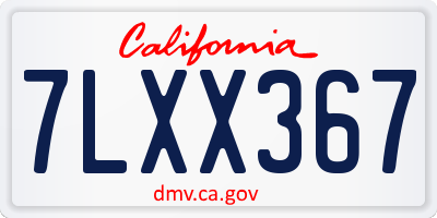 CA license plate 7LXX367