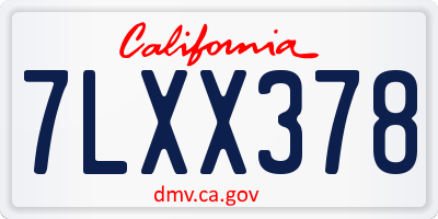 CA license plate 7LXX378