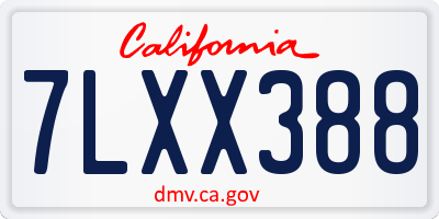 CA license plate 7LXX388
