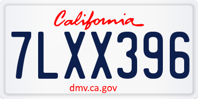 CA license plate 7LXX396