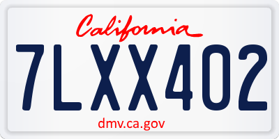 CA license plate 7LXX402