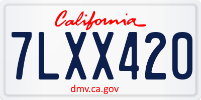 CA license plate 7LXX420