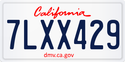 CA license plate 7LXX429