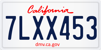 CA license plate 7LXX453