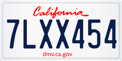 CA license plate 7LXX454