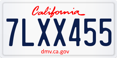CA license plate 7LXX455