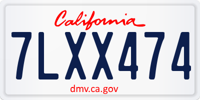 CA license plate 7LXX474