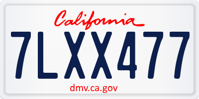 CA license plate 7LXX477