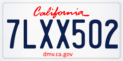 CA license plate 7LXX502