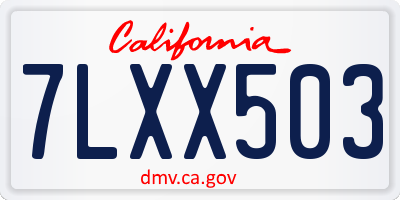 CA license plate 7LXX503
