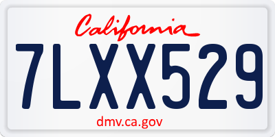 CA license plate 7LXX529