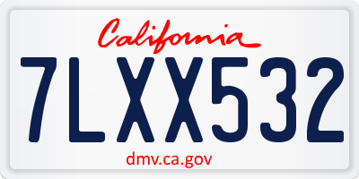CA license plate 7LXX532