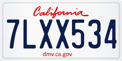 CA license plate 7LXX534