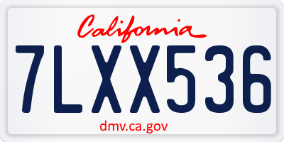 CA license plate 7LXX536