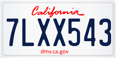 CA license plate 7LXX543