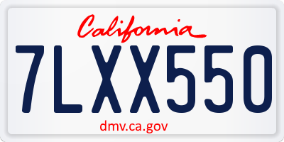 CA license plate 7LXX550