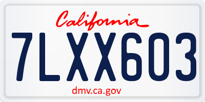 CA license plate 7LXX603
