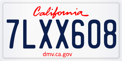 CA license plate 7LXX608