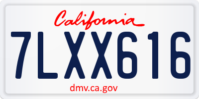 CA license plate 7LXX616