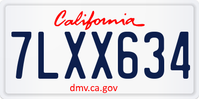 CA license plate 7LXX634