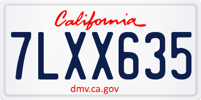 CA license plate 7LXX635
