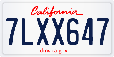 CA license plate 7LXX647