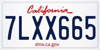 CA license plate 7LXX665