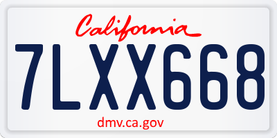 CA license plate 7LXX668