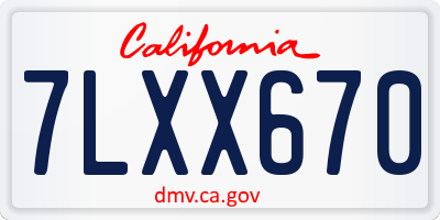 CA license plate 7LXX670